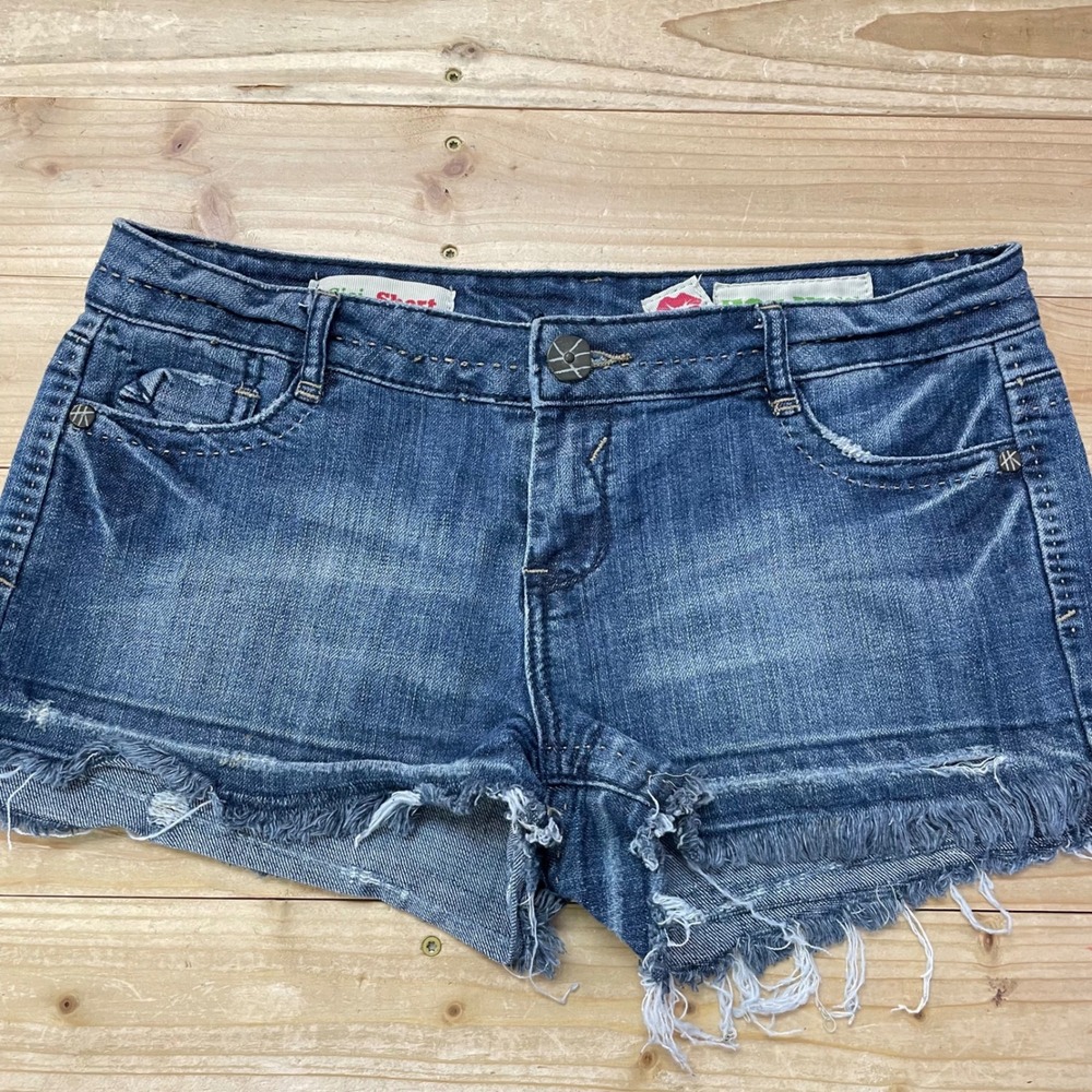 Hot Kiss Cici Short Womens Blue Denim Cutoff Shorts Size 9 Distressed